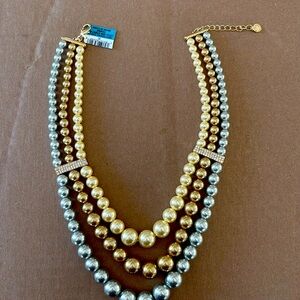 Charter Club Multi-Strand Faux Pearl Necklace – Gold, Ivory & Silver